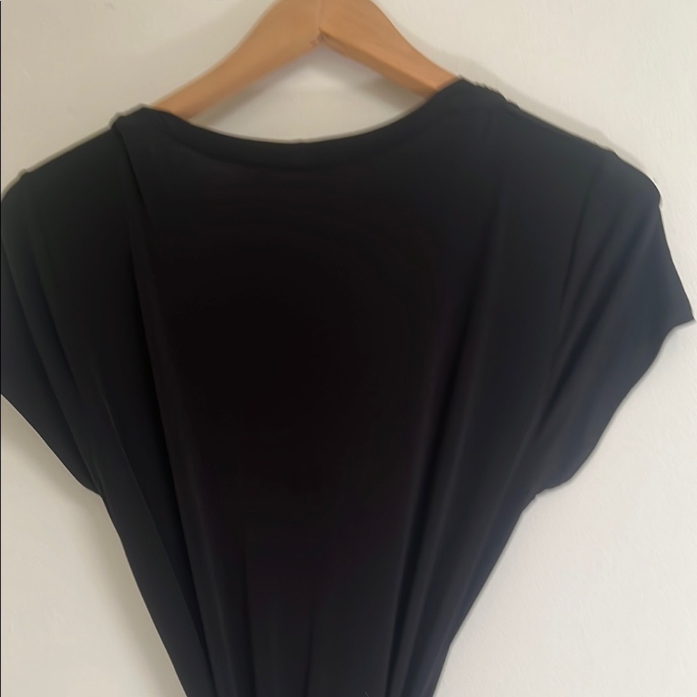 Michael Kors Black A-line V-neck High-Low Tie Waist Maxi Dress 8 - Picture 7 of 8